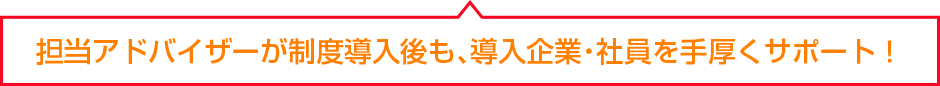 担当アドバイザーが制度導入後も、導入企業・社員を手厚くサポート！